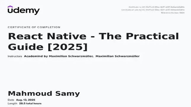 React Native Practical Guide | Udemy