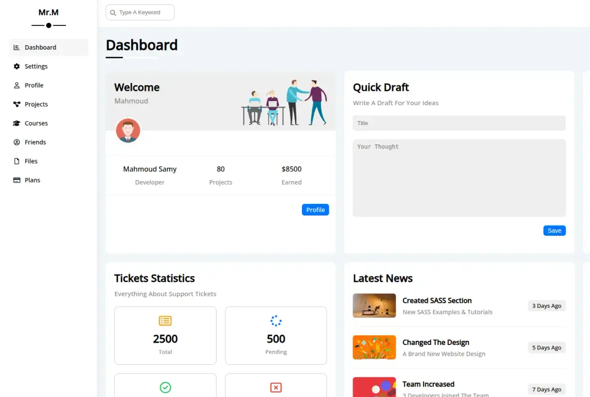Full Functional Dashboard Design