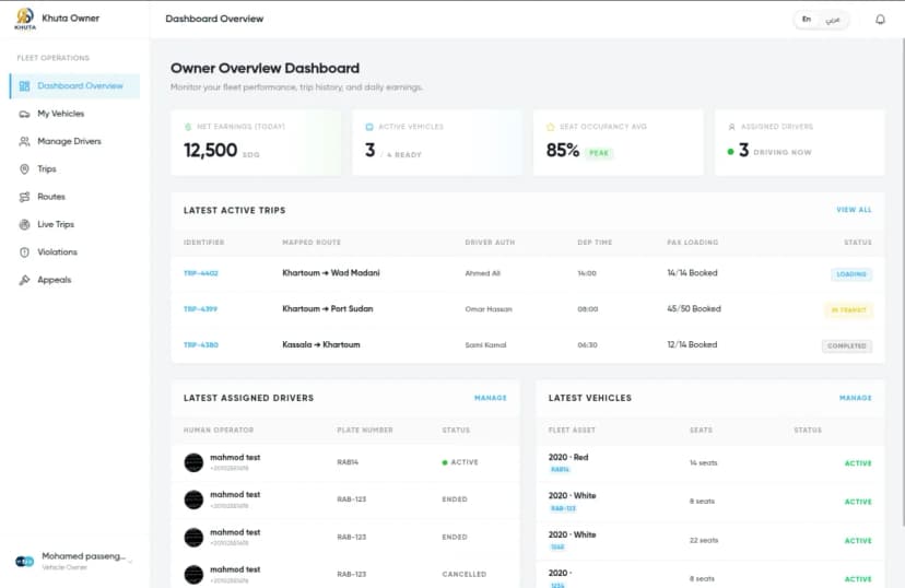 Khuta: Owner Dashboard